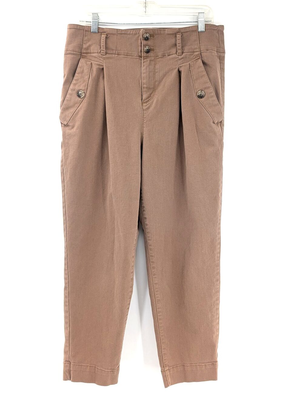 LOFT Tan Camel Cargo Jogger Cotton Baggy Pants Large Pockets Women Size 10 32x26
